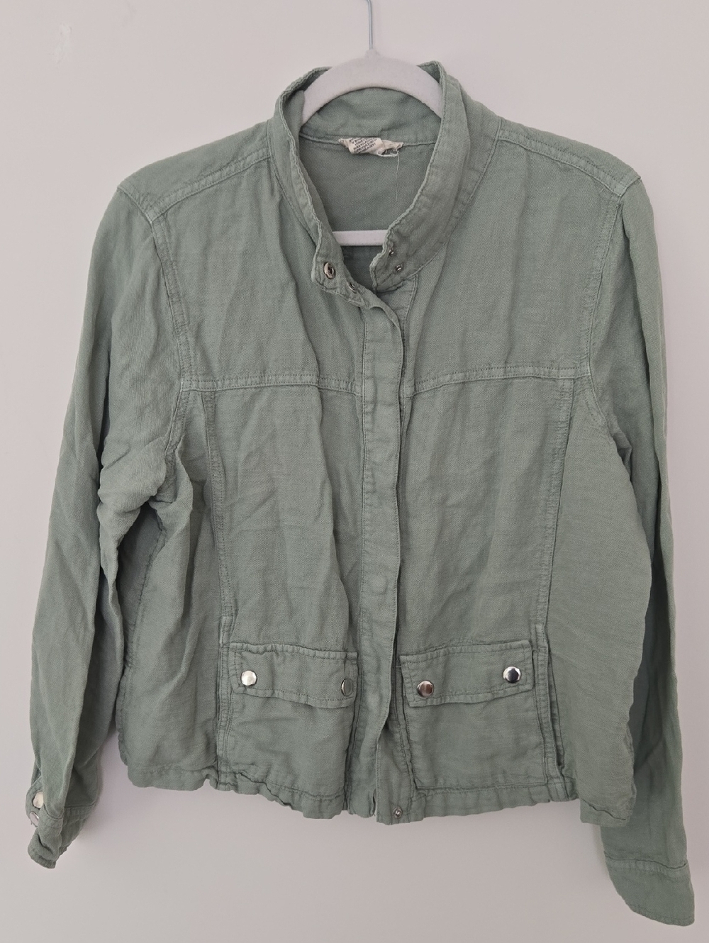 Christian Siriano Sage Green Linen blend Utility BomberJacket Normcore XL